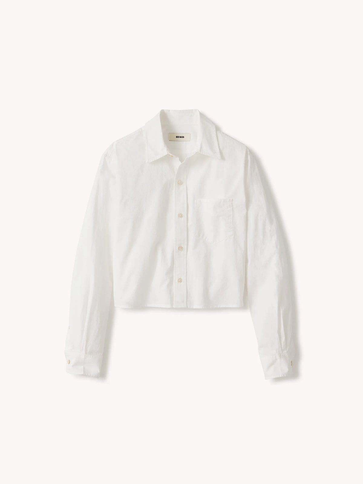 White Mainstay Cotton Cut-Off Long Sleeve Button Down