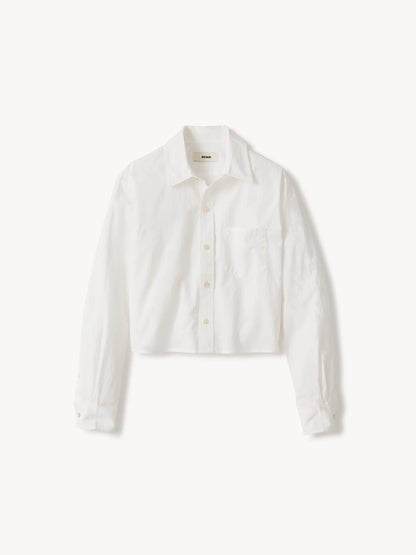 White Mainstay Cotton Cut-Off Long Sleeve Button Down