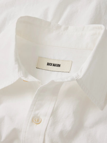 White Mainstay Cotton Cut-Off Long Sleeve Button Down