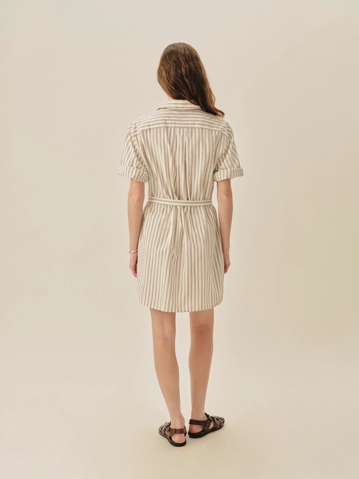 Natural / Brown Reef Stripe Mainstay Cotton Ss Shirt Dress