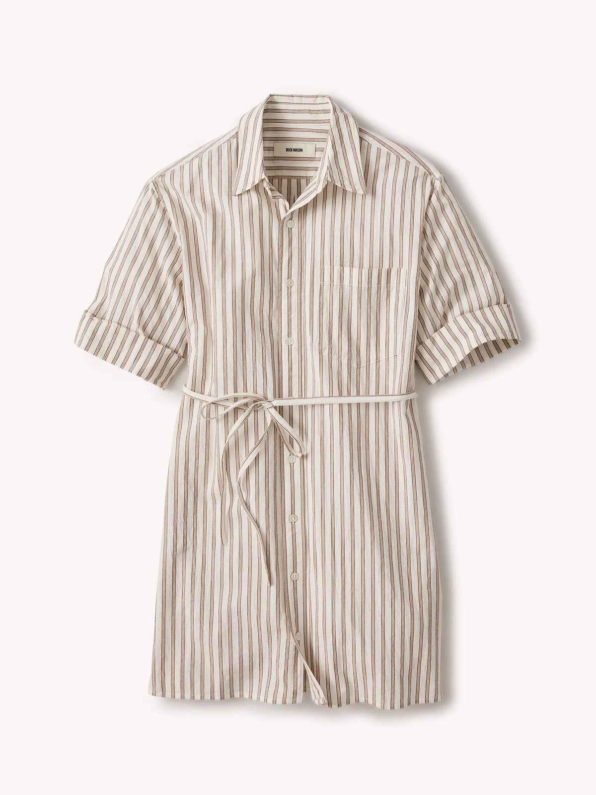 Natural / Brown Reef Stripe Mainstay Cotton Ss Shirt Dress