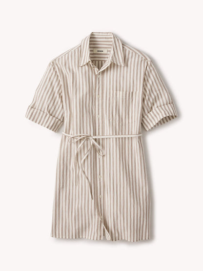 Natural / Brown Reef Stripe Mainstay Cotton Ss Shirt Dress