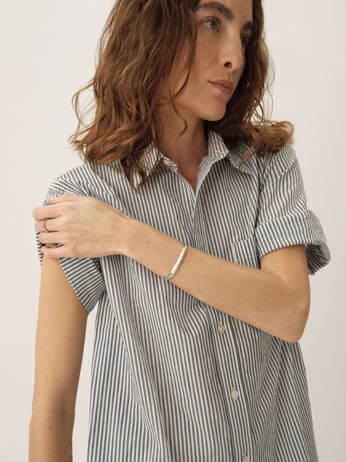 Hampton Stripe Blue / White Mainstay Cotton Ss Shirt Dress