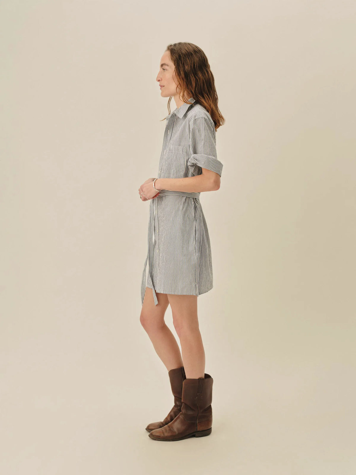 Hampton Stripe Blue / White Mainstay Cotton Ss Shirt Dress