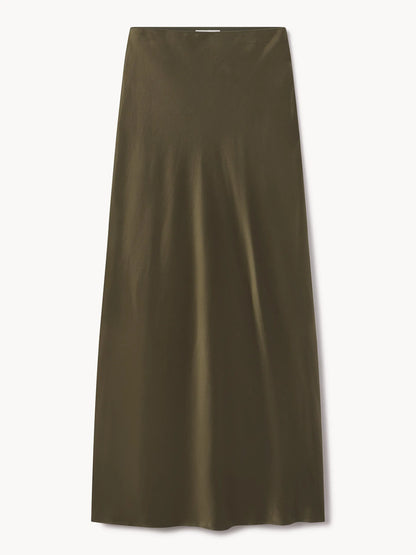 Field Olive Sunset Silk Slip Skirt