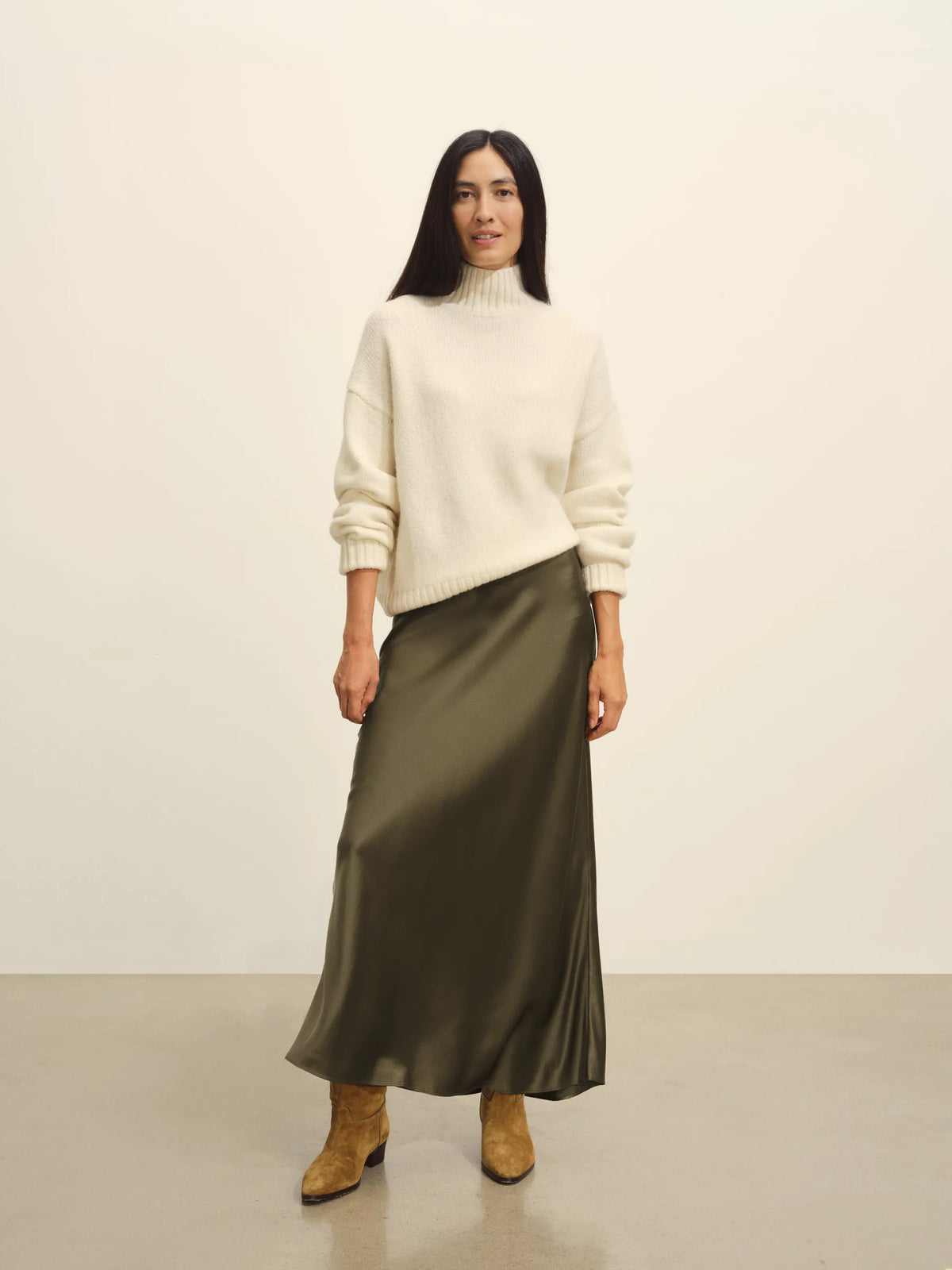 Field Olive Sunset Silk Slip Skirt