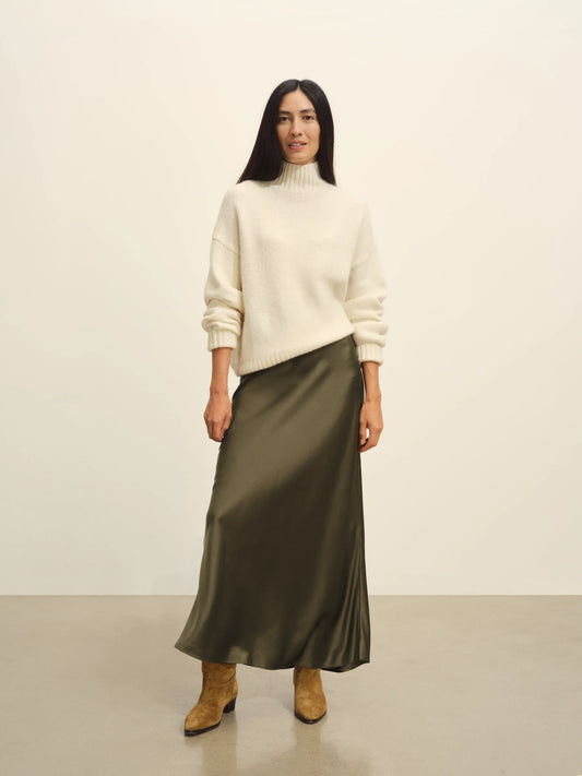 Field Olive Sunset Silk Slip Skirt