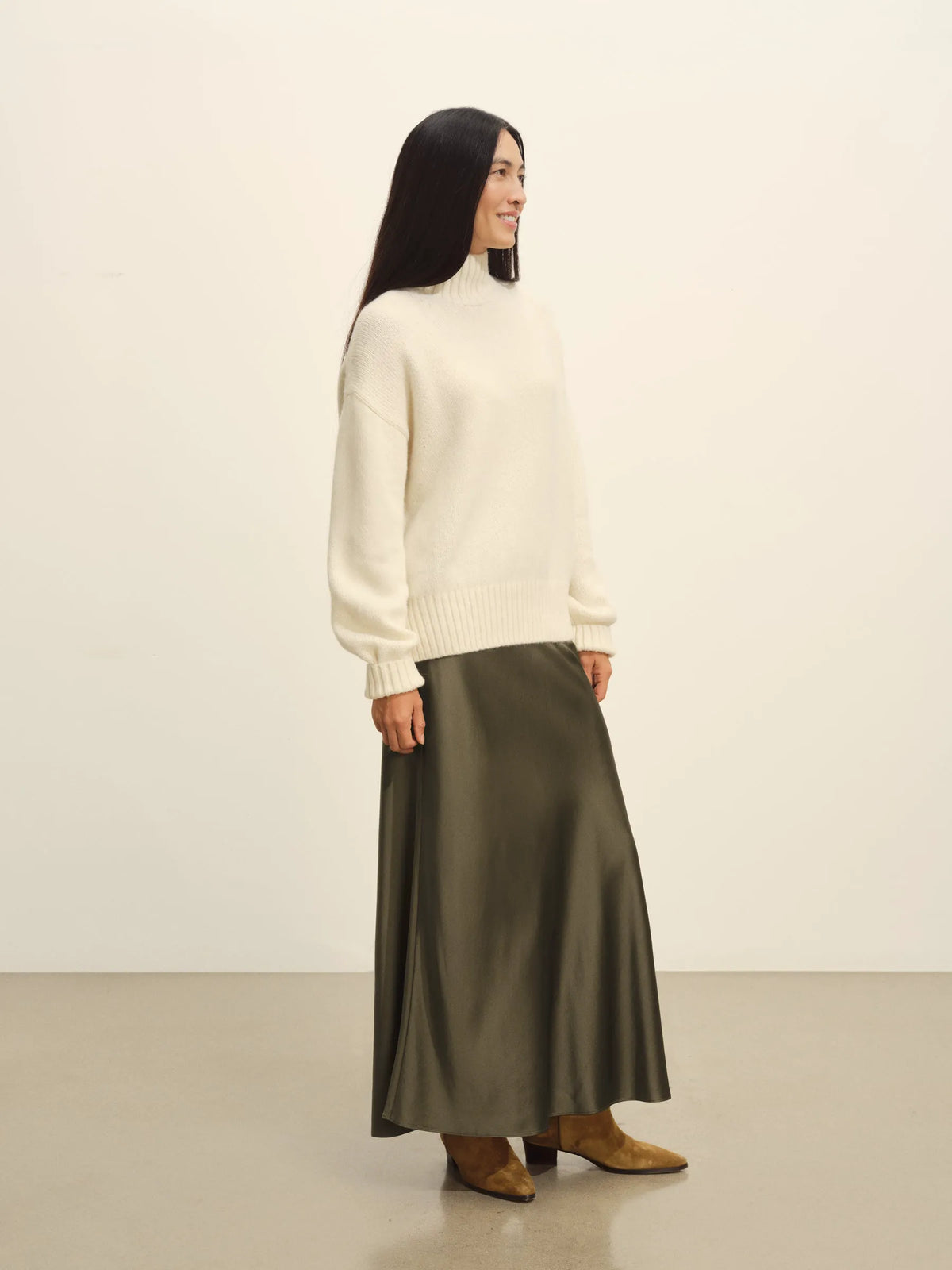 Field Olive Sunset Silk Slip Skirt