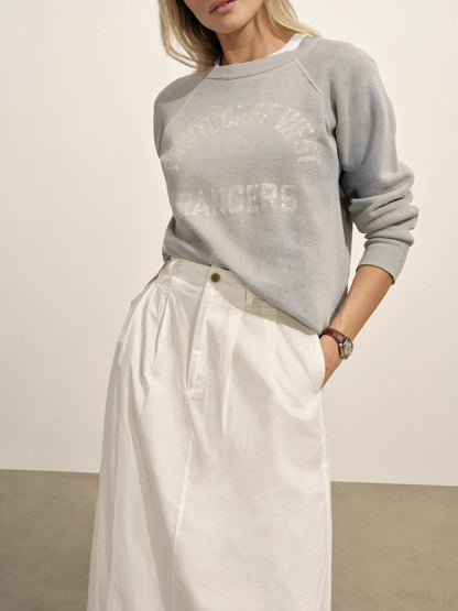 White Paperweight Poplin Pleated Skirt