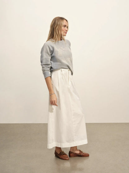 White Paperweight Poplin Pleated Skirt
