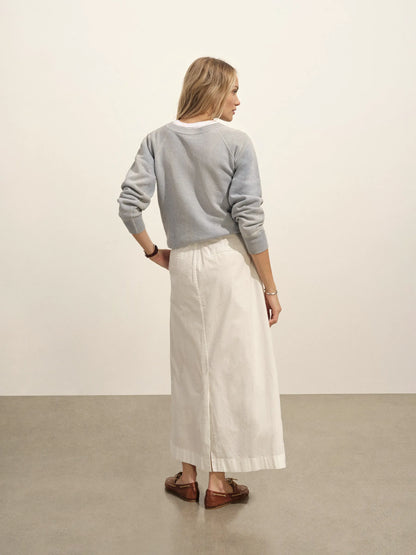 White Paperweight Poplin Pleated Skirt