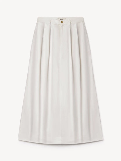 White Paperweight Poplin Pleated Skirt