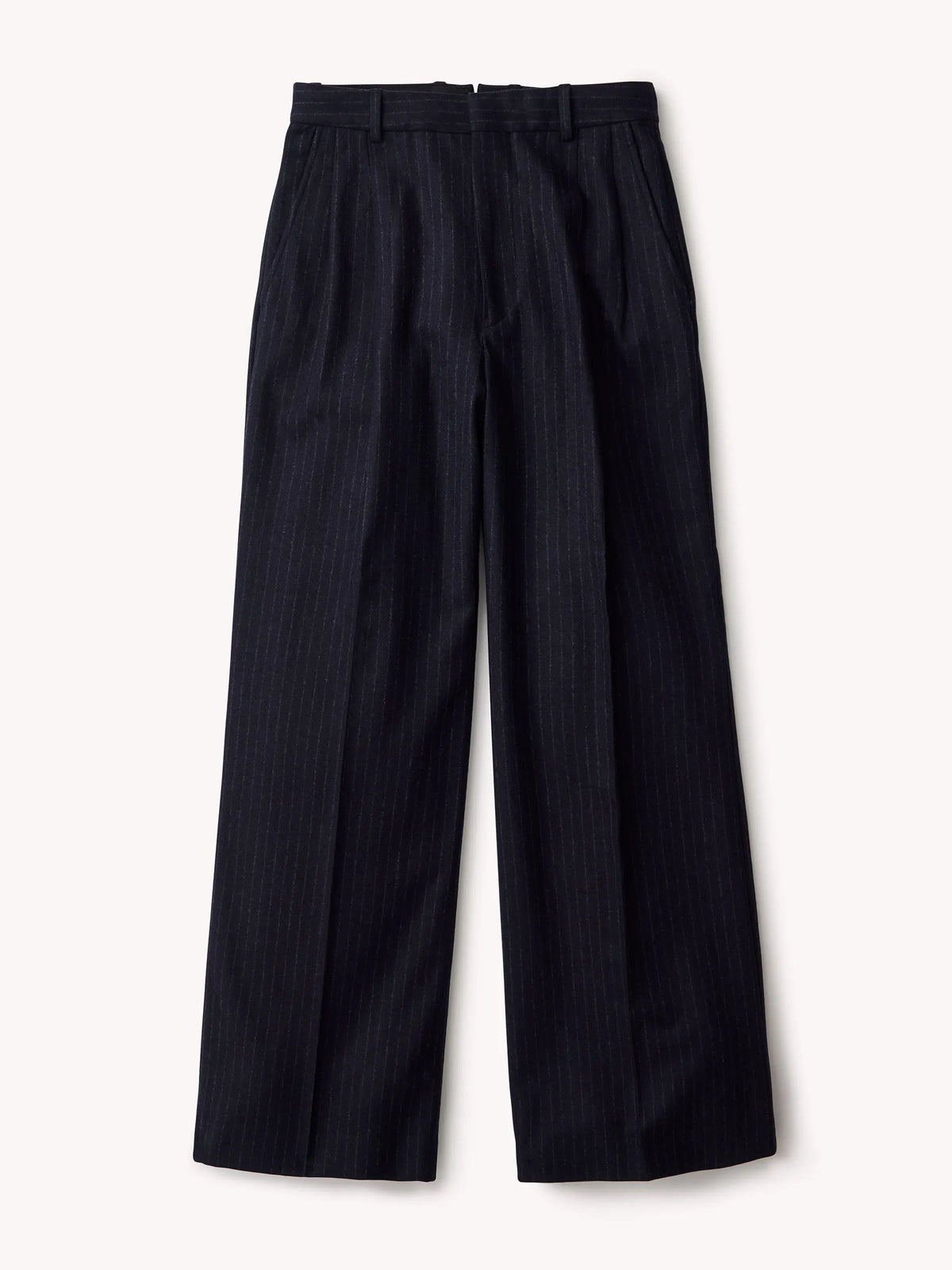 Navy Chalk Stripe Hollywood Pleated Pant