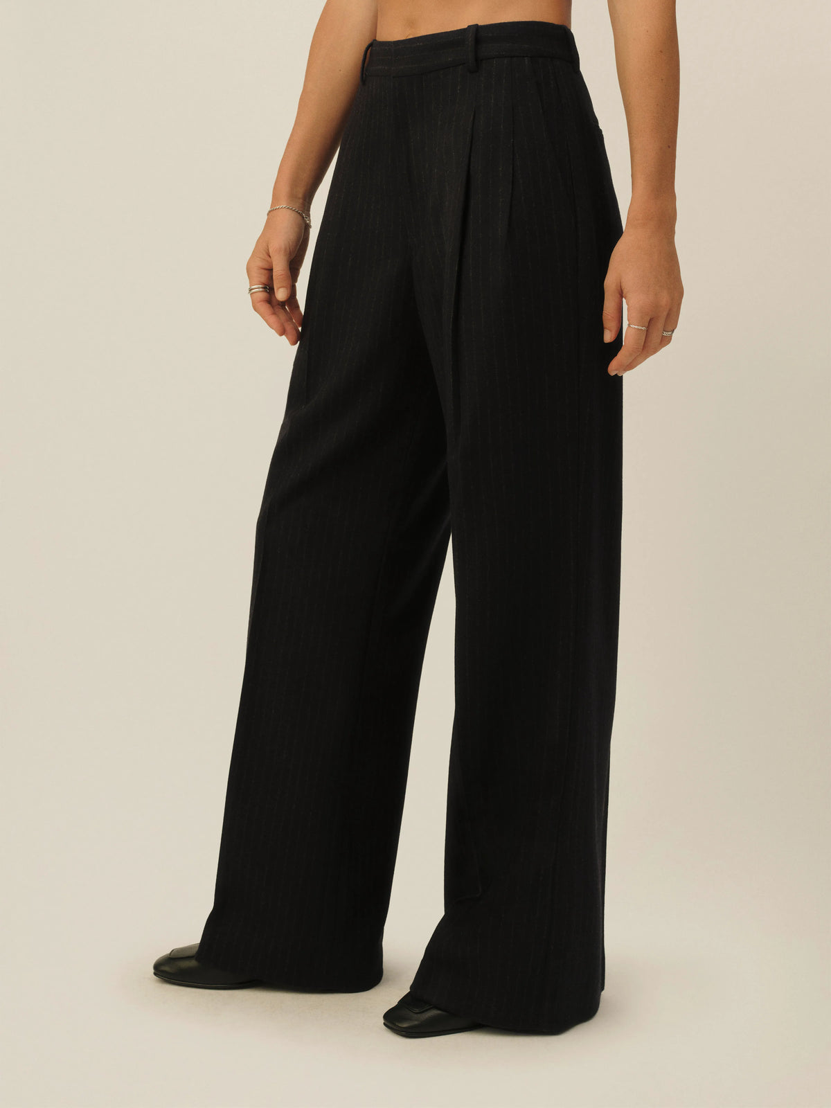 Navy Chalk Stripe Hollywood Pleated Pant