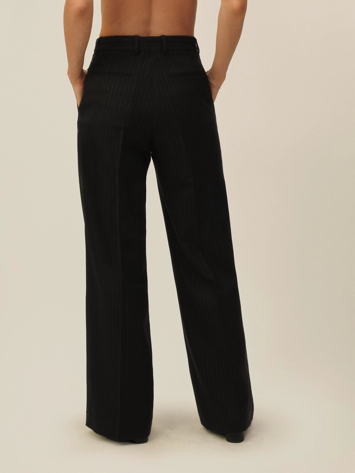 Navy Chalk Stripe Hollywood Pleated Pant