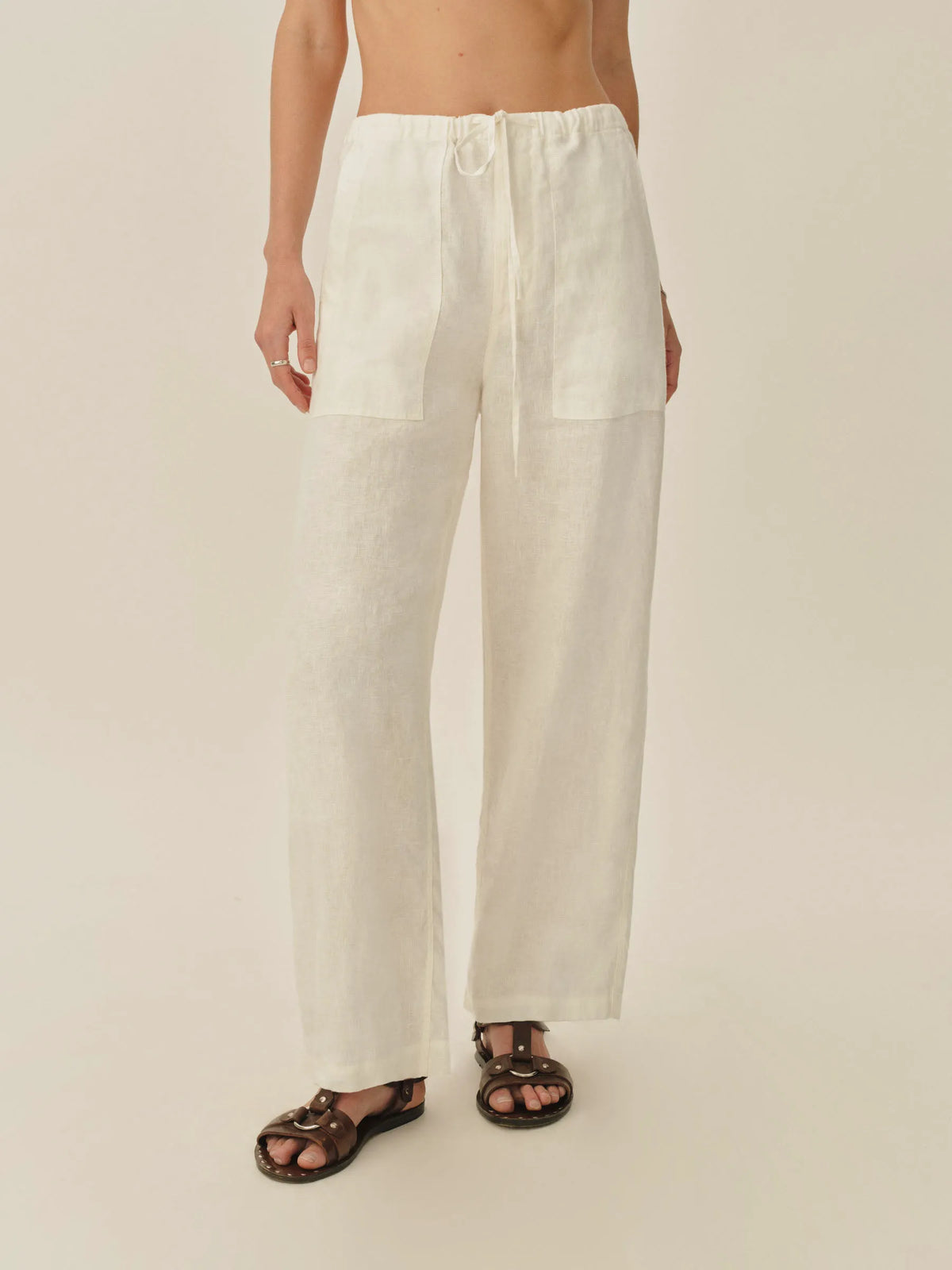 Natural Sea Breeze Linen Pull-On Pant