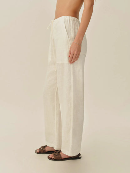 Natural Sea Breeze Linen Pull-On Pant