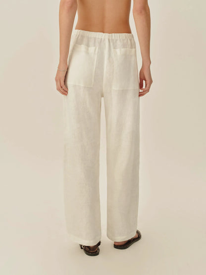 Natural Sea Breeze Linen Pull-On Pant