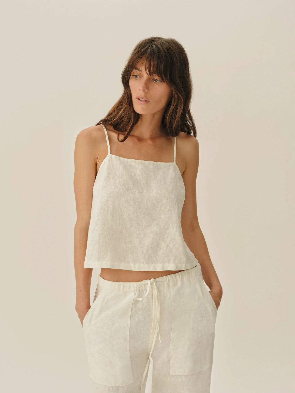Natural Sea Breeze Linen Coastline Cami