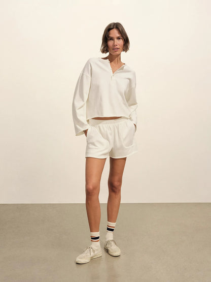 Natural Tropez Terry Cloth Cut-Off Short