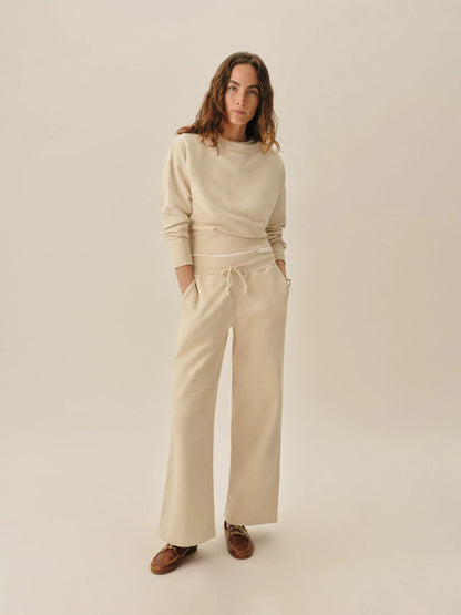 Natural Venice Wash Vintage Interloop Wide Leg Sweatpant