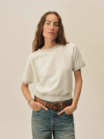 Two-Tone Heather Grey Featherweight Terry Ss Sweatshirt