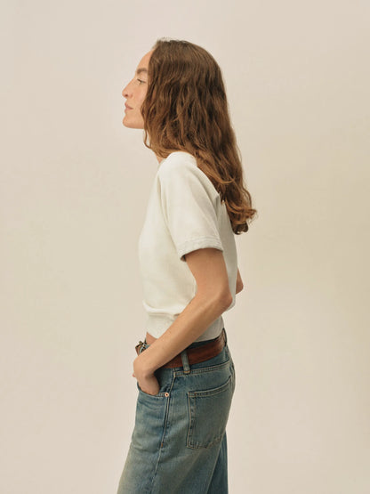 Two-Tone Heather Grey Featherweight Terry Ss Sweatshirt