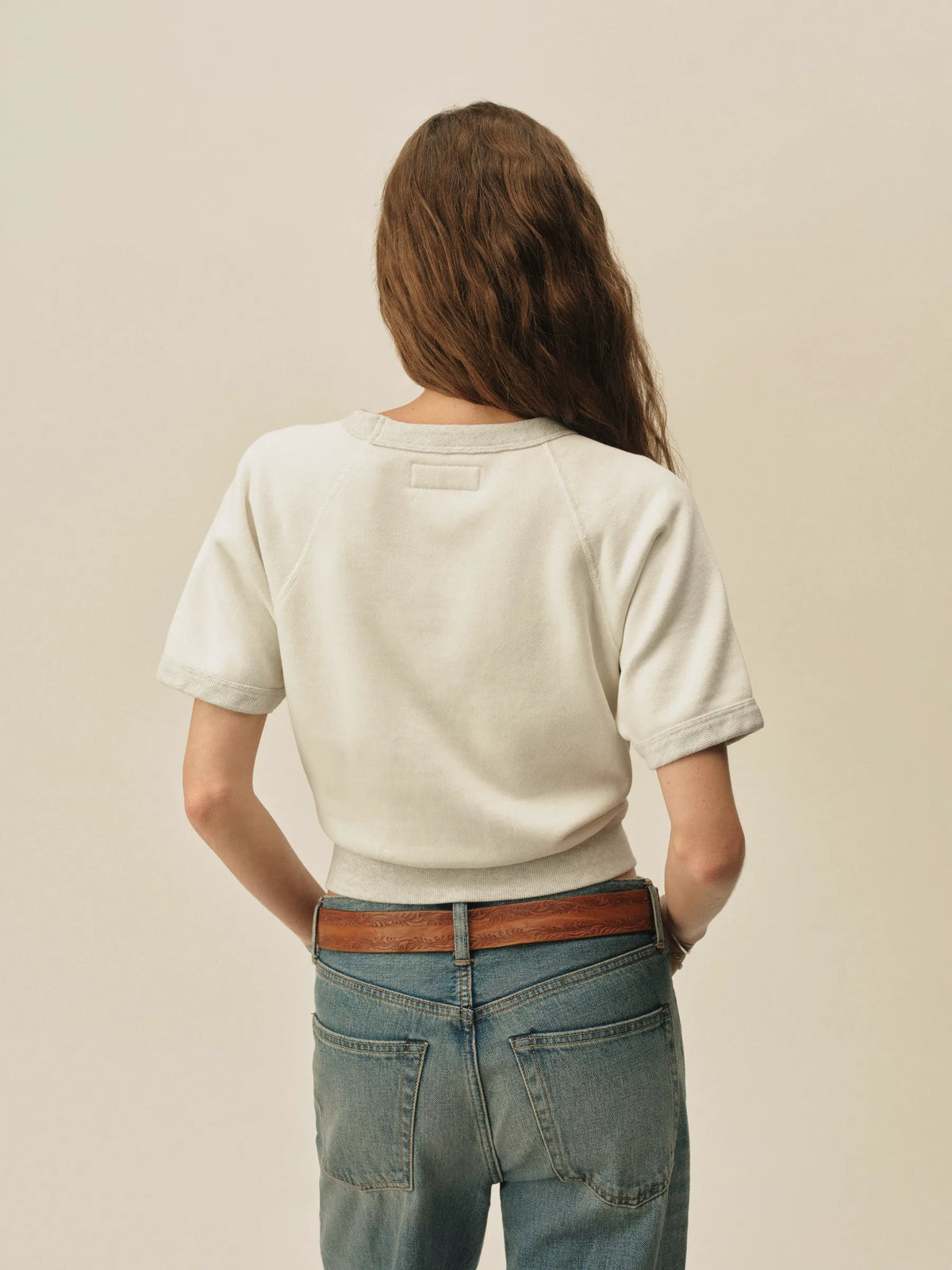 Two-Tone Heather Grey Featherweight Terry Ss Sweatshirt