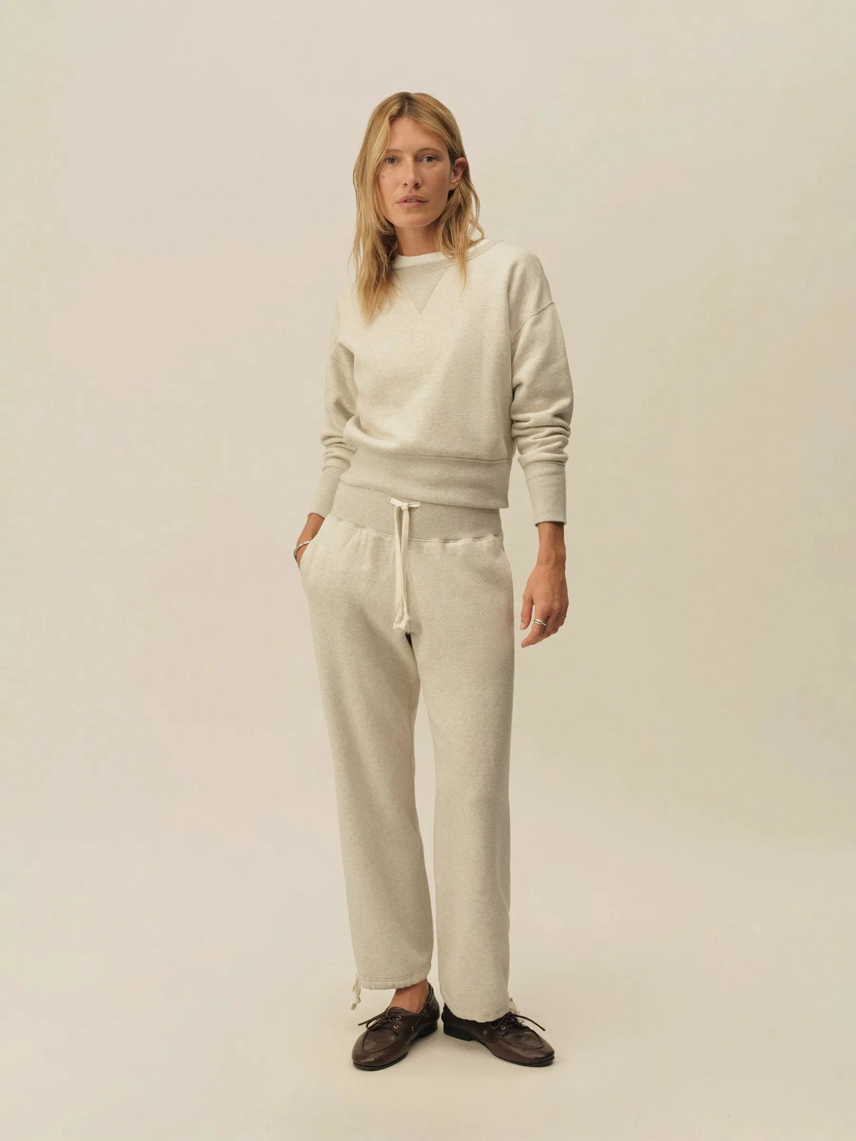 Heather Oat Featherweight Terry Shrunken Crew