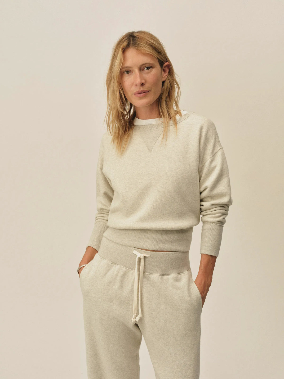 Heather Oat Featherweight Terry Shrunken Crew