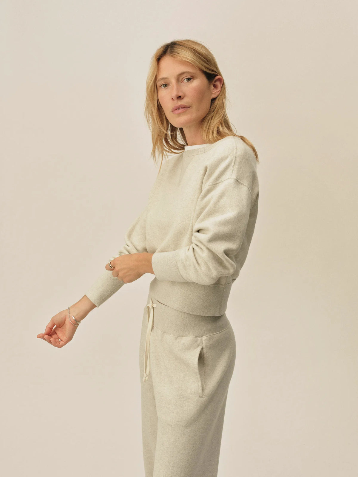 Heather Oat Featherweight Terry Shrunken Crew