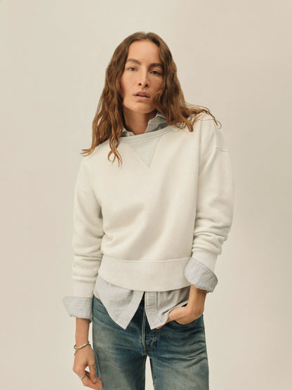 Two-Tone Heather Grey Featherweight Terry Shrunken Crew