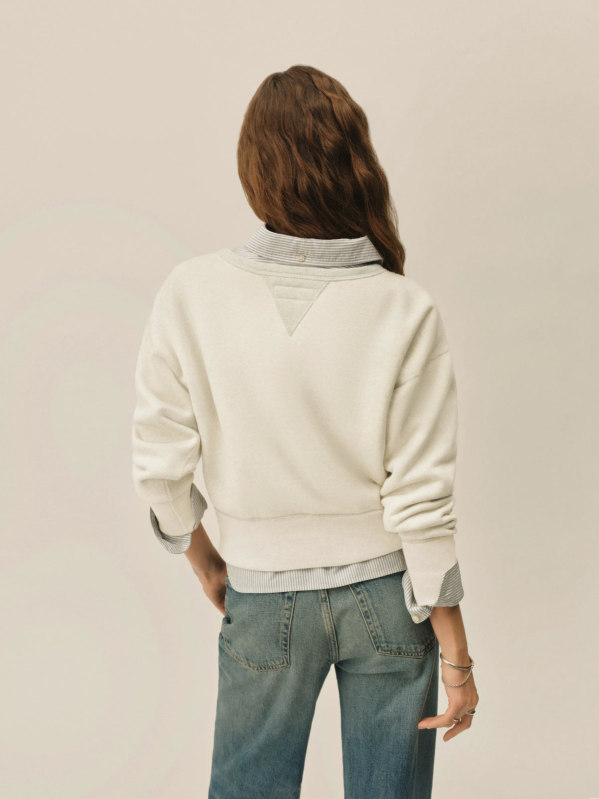Two-Tone Heather Grey Featherweight Terry Shrunken Crew