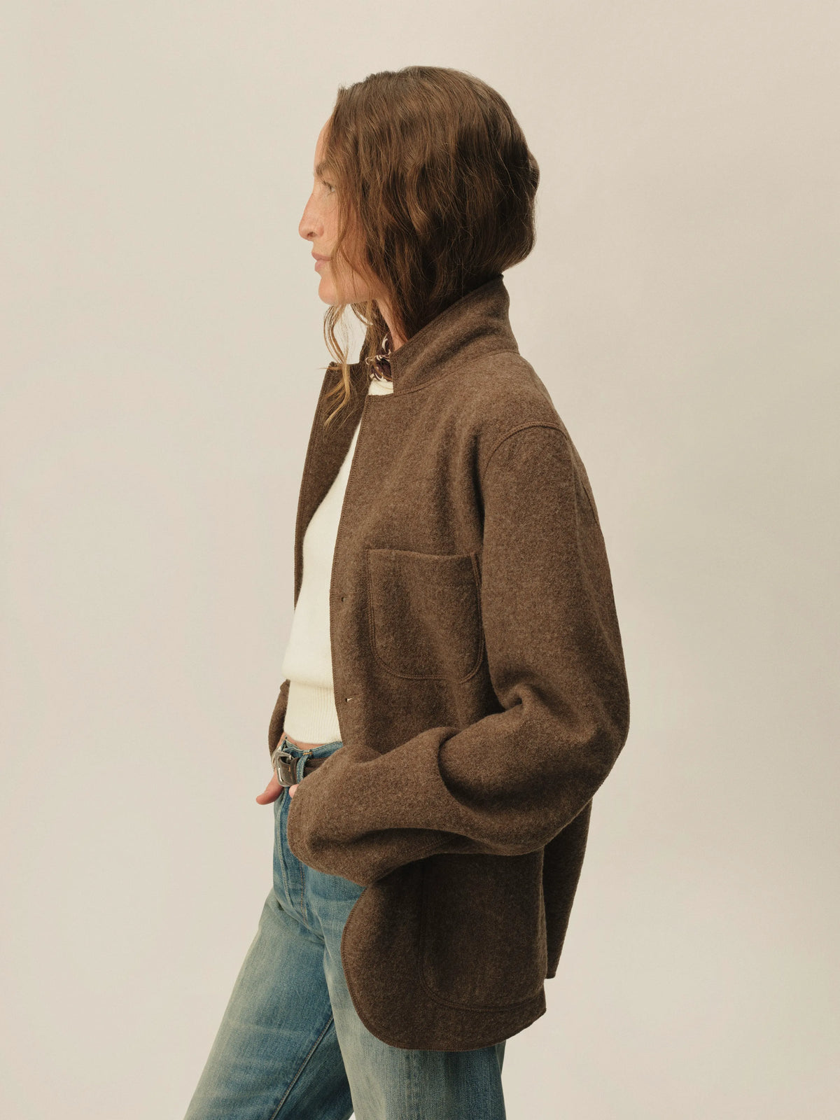 Marled Maple Felted Wool Chore Coat