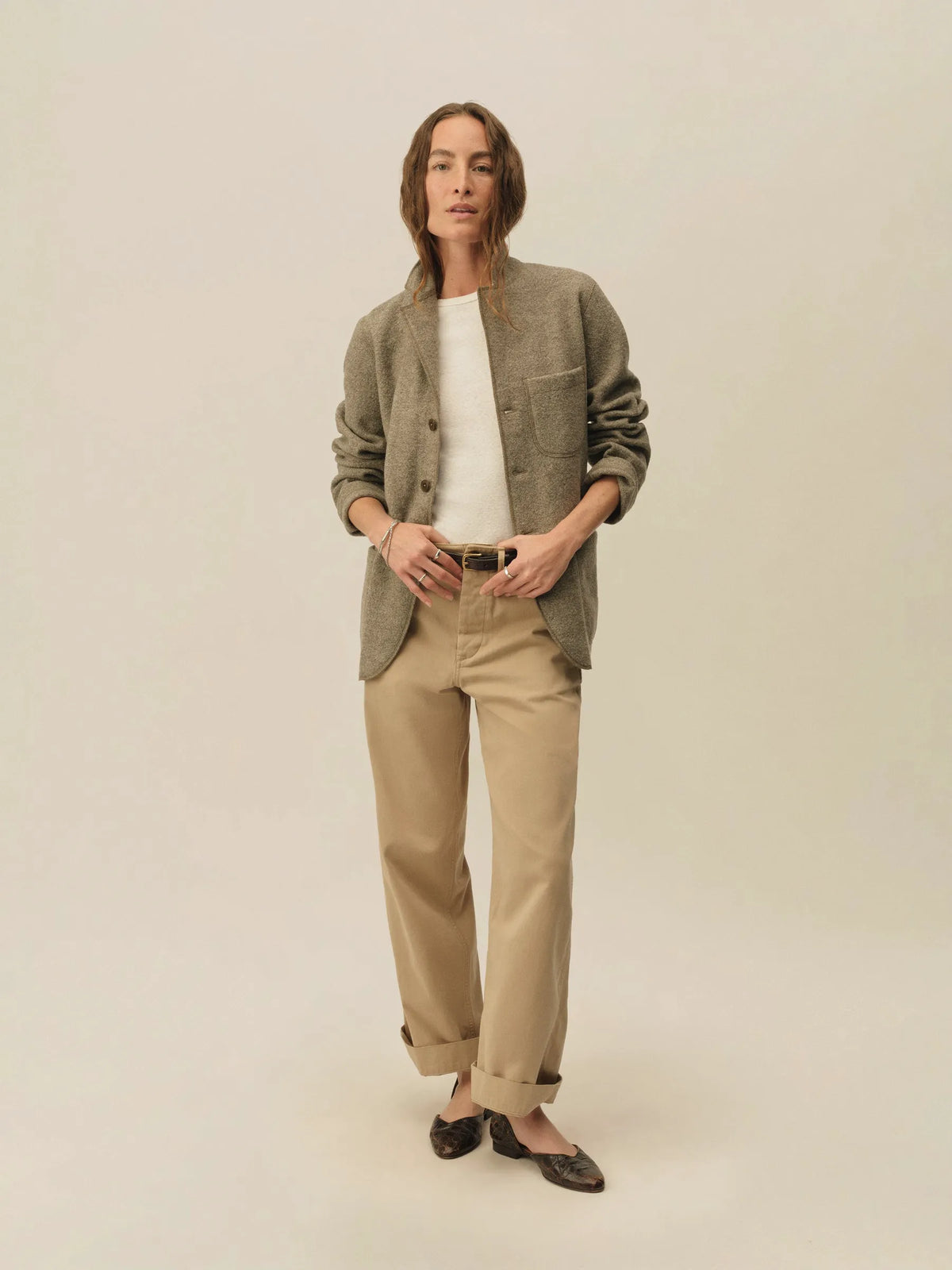 Heather Stone Felted Wool Chore Coat
