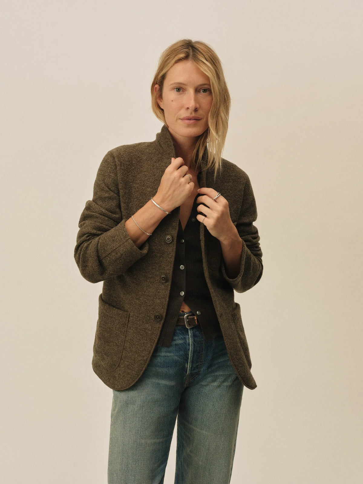 Marled Coastal Bluff Felted Wool Chore Coat