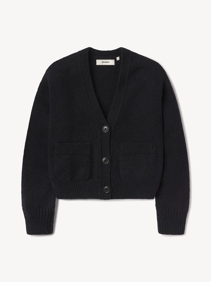 Deep Night Soft Spun Cotton Boxy Cardigan