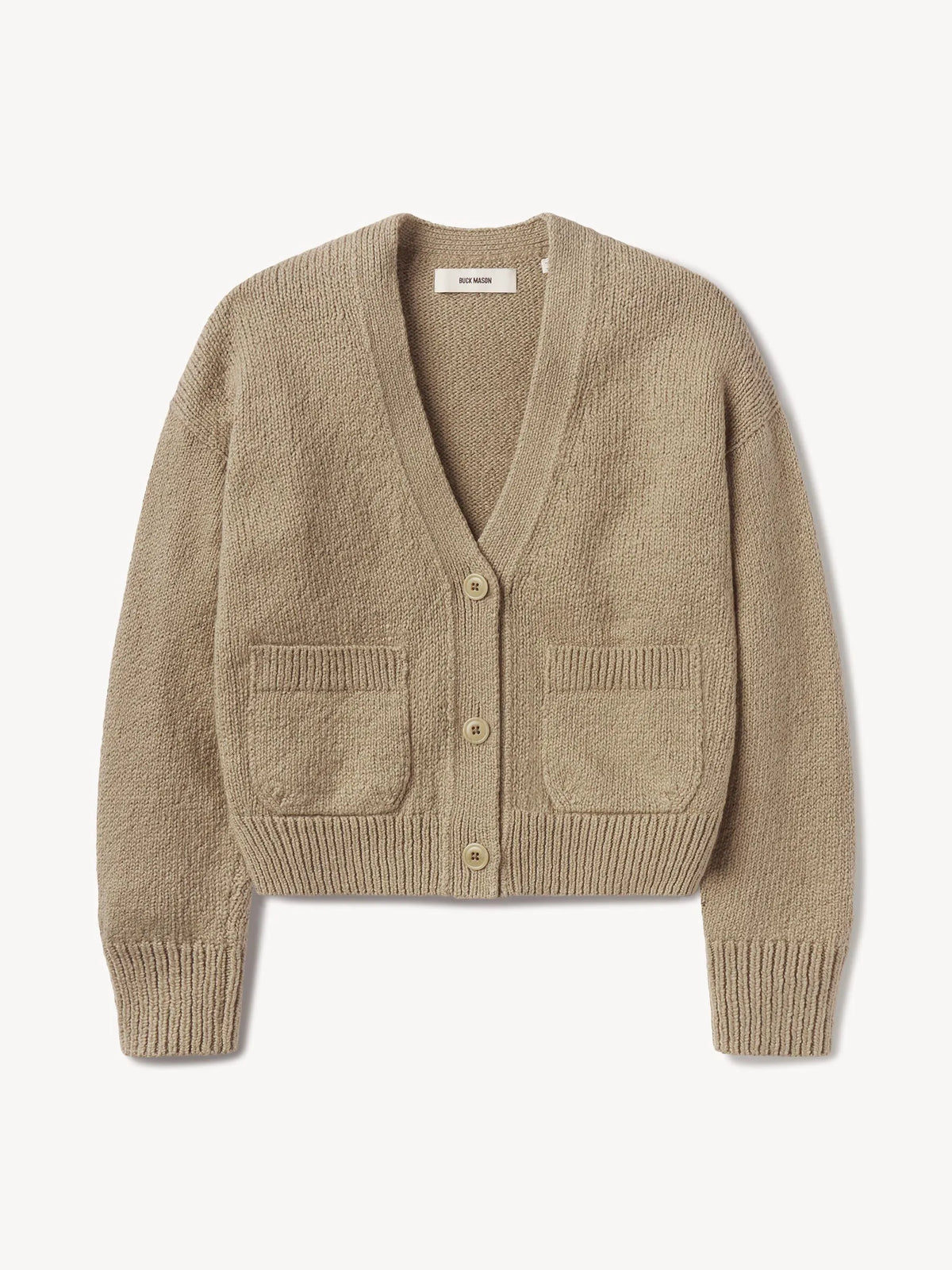 Washed Khaki Soft Spun Cotton Boxy Cardigan