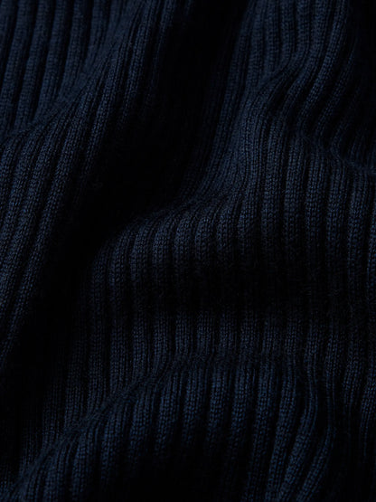 Dark Navy Featherweight Silk Cashmere L/S Crew