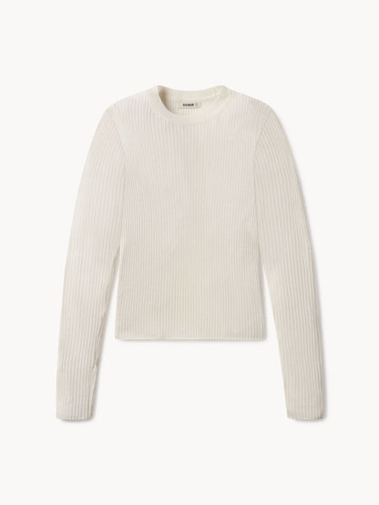 Natural Featherweight Silk Cashmere L/S Crew