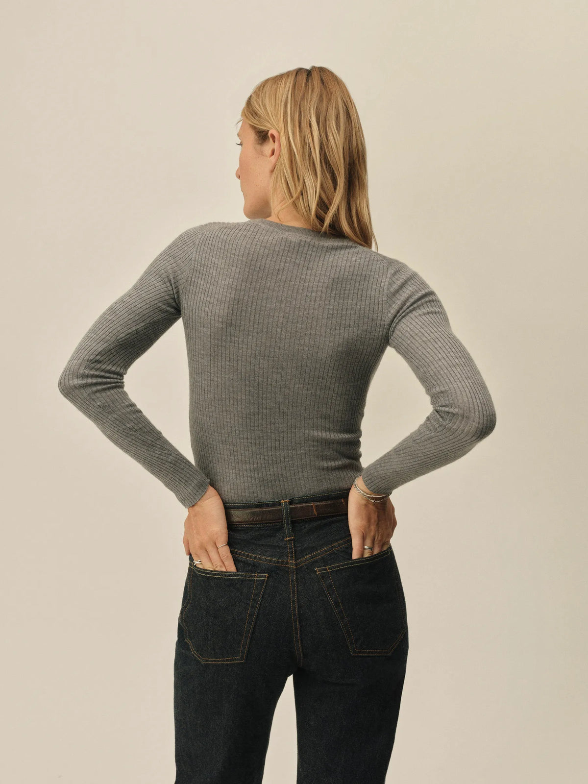 Heather Grey Featherweight Silk Cashmere L/S Crew