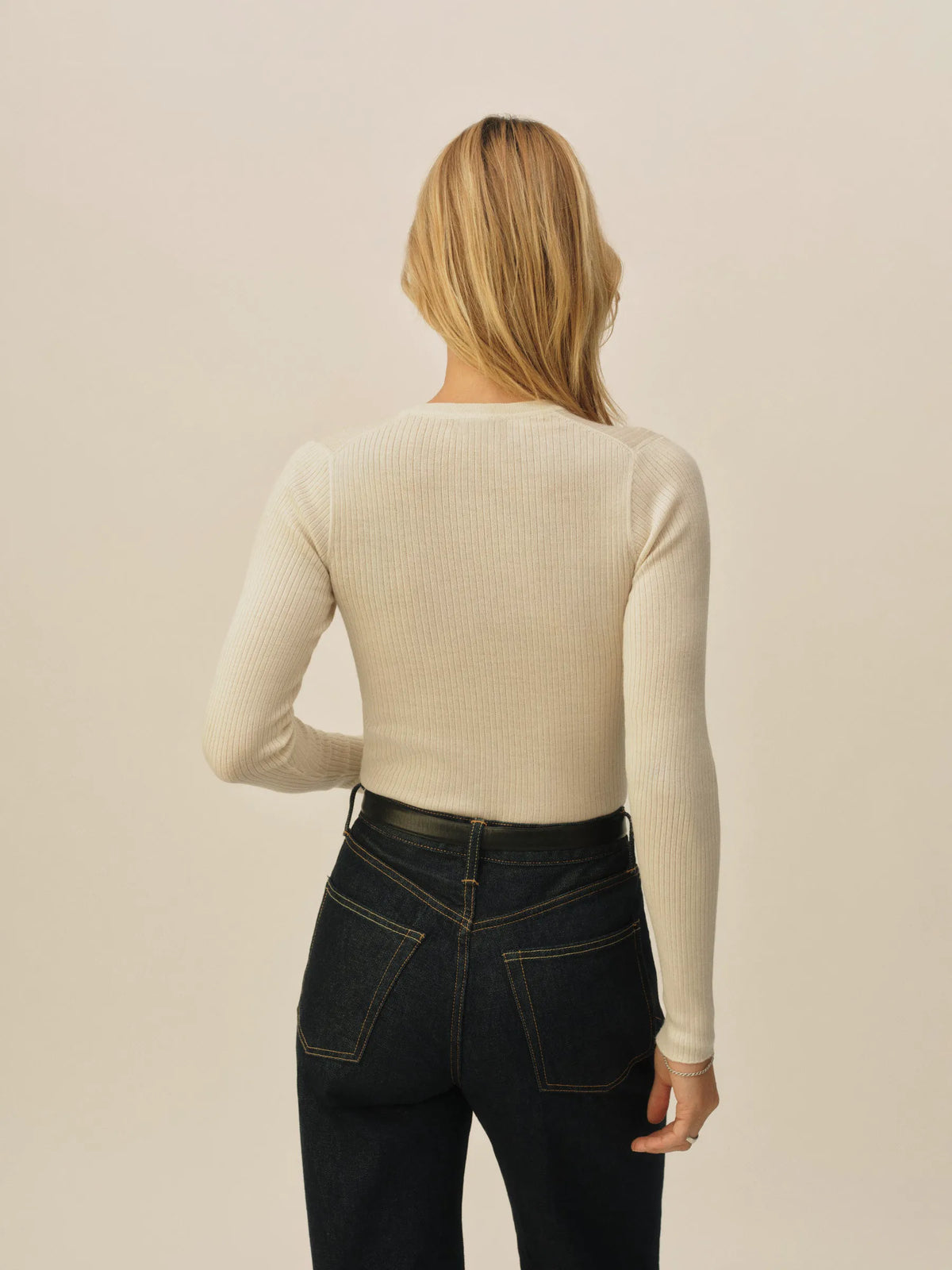 Natural Featherweight Silk Cashmere L/S Crew
