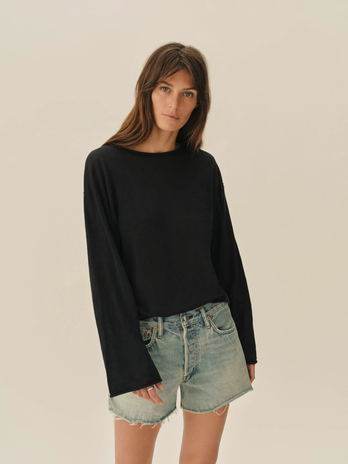 Dark Navy Lighthouse Linen Roll Neck