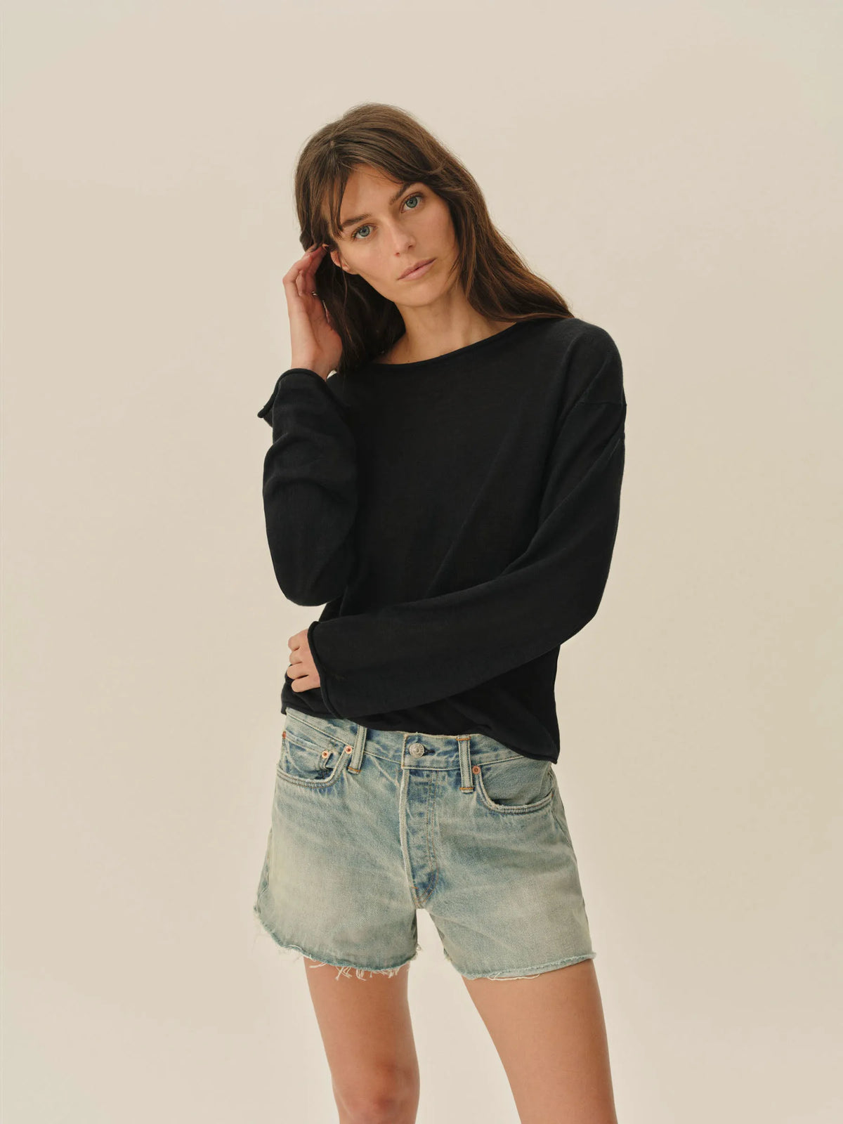 Dark Navy Lighthouse Linen Roll Neck