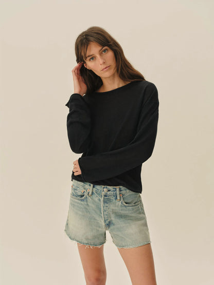 Dark Navy Lighthouse Linen Roll Neck