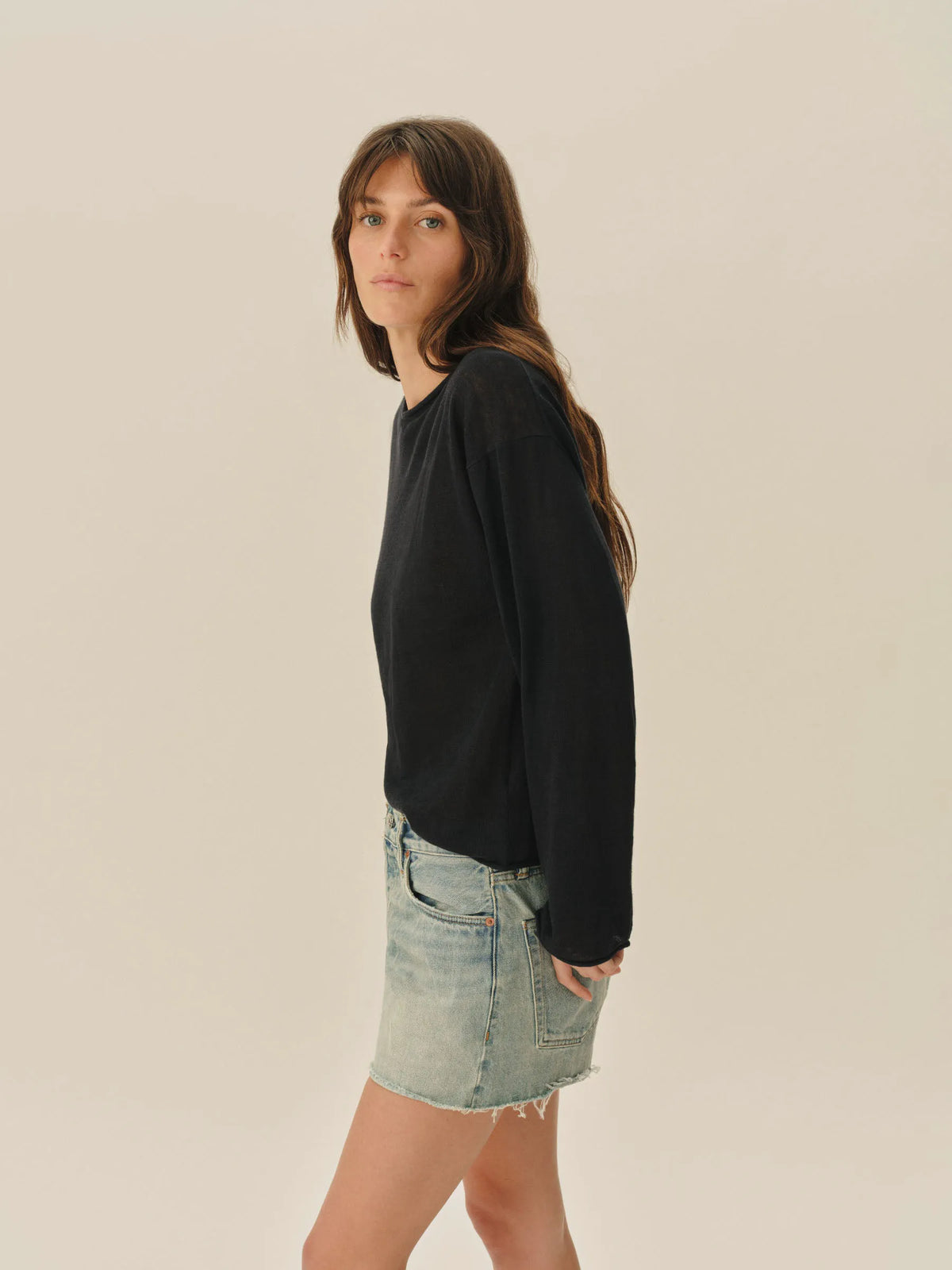 Dark Navy Lighthouse Linen Roll Neck