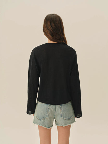 Dark Navy Lighthouse Linen Roll Neck