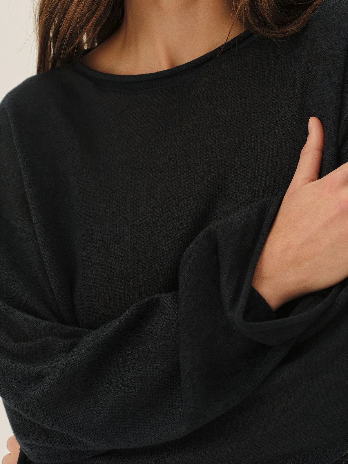 Dark Navy Lighthouse Linen Roll Neck