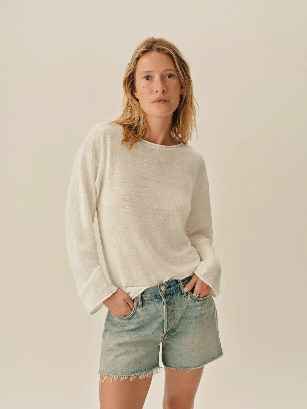 Natural Lighthouse Linen Roll Neck