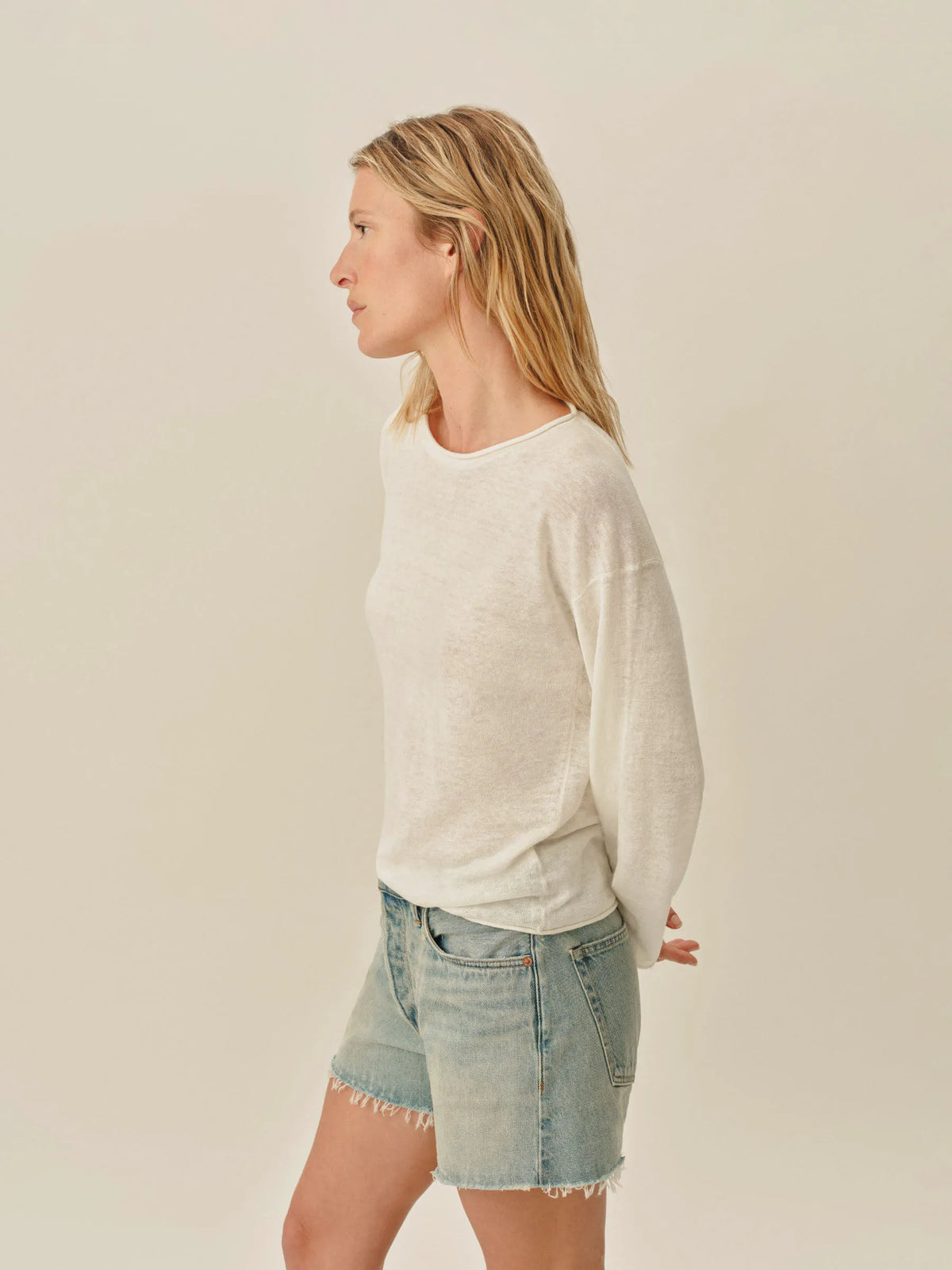Natural Lighthouse Linen Roll Neck
